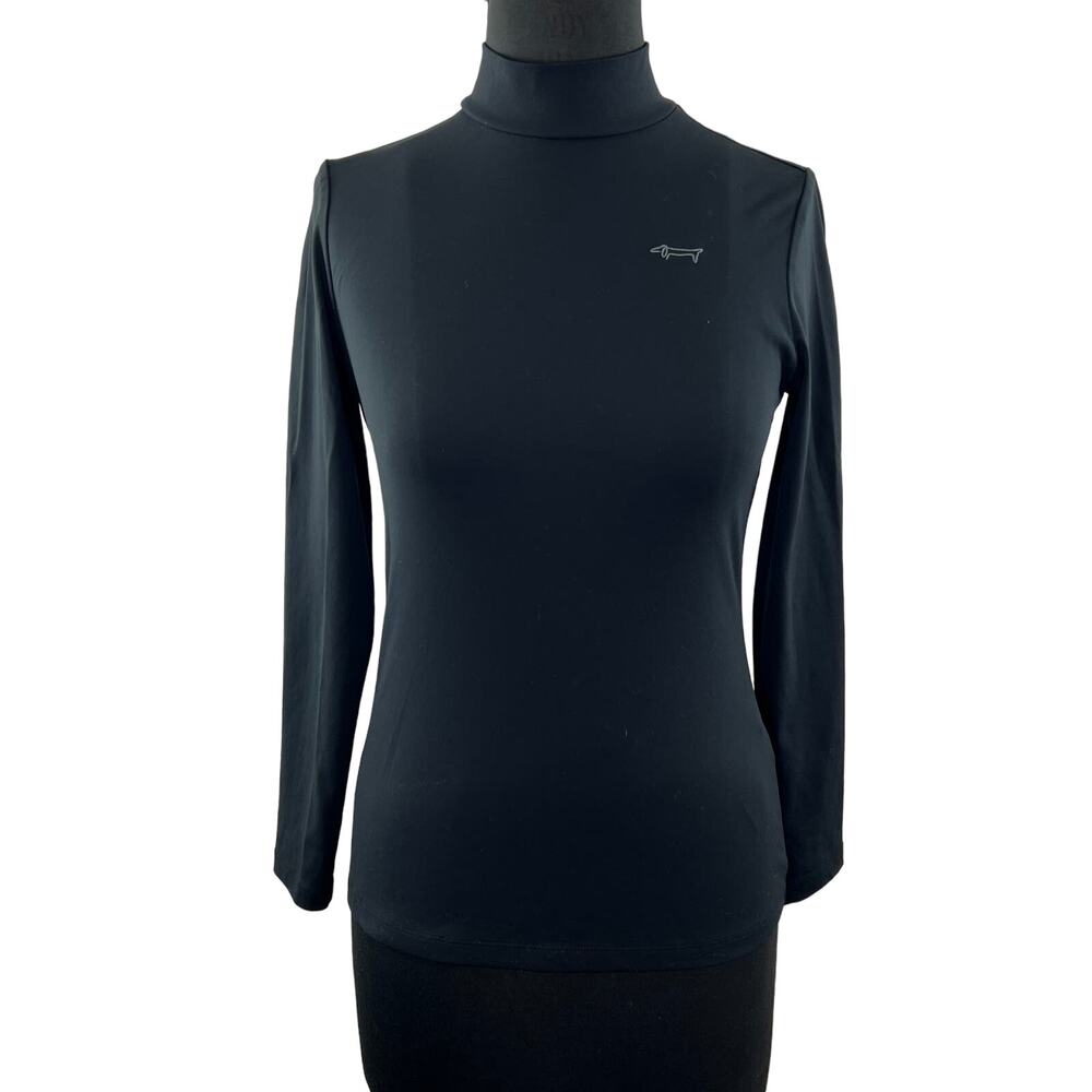 LOUIS CASTLE Golf Black Top Mock Neck Long Sleeve Pullover Performance Size 90
